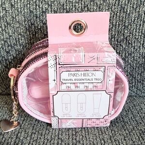 Paris Hilton Pink Glitter Travel essentials trio 3 empty lip tube piece Set
